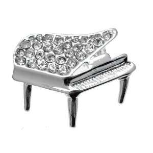    Acosta   Small Silver Colored   Crystal Piano Brooch: Jewelry