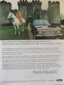 1968 Print Ad Ford Cortina Automobile Car Lady Godiva  