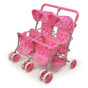    Quad Deluxe Doll Stroller   Pink With Polka Dots: Toys & Games