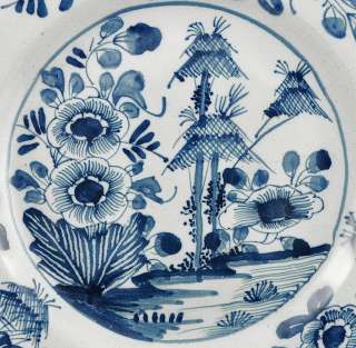   Glaze Earthenware Plate Traditional Blue & White Floral 1750s  