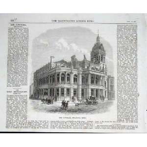  New Town Hall Stratford Essex Antique Print 1869