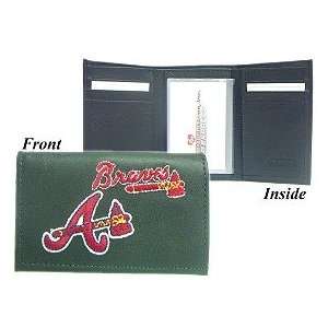  Atlanta Braves Black Embroidered Leather Tri Fold Wallet 