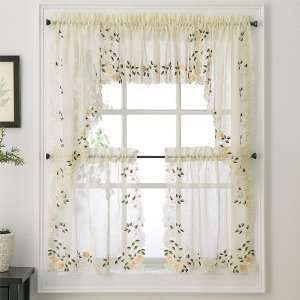  Rosemary Floral Kitchen Tier Curtain