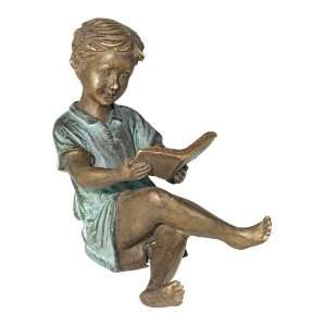  Boy Reading Brass Sculpture