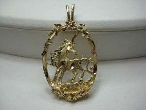 Vintage Bright cut Unicorn Charm/Pendant 14K Gold  