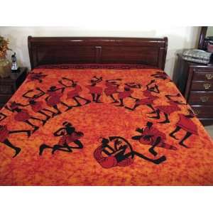  Tribal Style Dyed Cotton Full Bed Sheet Linen Tapestry 