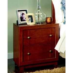 Nightstand with Checker Design in Brown Cherry Finish:  