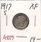1917 S Mercury Dime Ten Cent Extra Fine A839