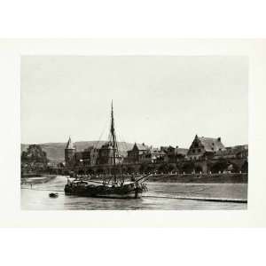  1899 Photogravure Linz Rhein Germany Cityscape Rhine River 