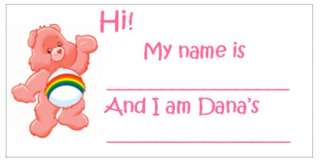 Care Bear Bears Baby Shower Guests Name Tags  