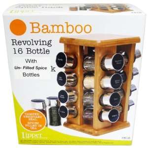  Lipper Bamboo Revolving 16 Bottle Spice Rack Kitchen 