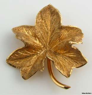 Authentic Tiffany & Co. Leaf Brooch   14k Solid Yellow Gold Pin 