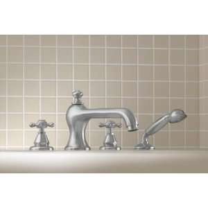   Cupid Double Handle Widespread Roman Tub Filler Faucet with Metal Cros