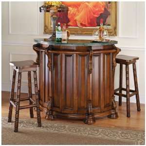   Hardwood Antique Replica Marble topped English Bar Pub: Home & Kitchen
