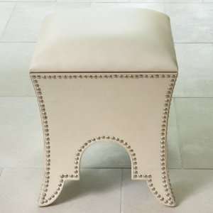  Moroccan Poof Beige Leather