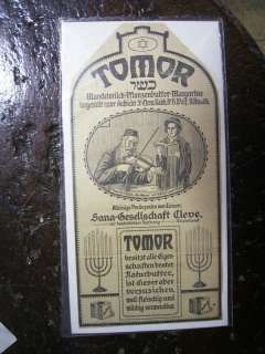 judaica,TOMOR kosher food advertising1910 cleve germany  