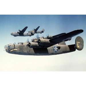  B 24 Liberator Bomber in Formation 1942 Color 8 1/2 X 11 