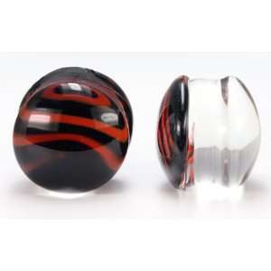    Pyrex Glass RED FEATHER Plug   Price Per 1  5/8~16mm Jewelry