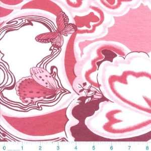  56 Wide Rib Knit Pink Butterflies Fabric By The Yard 