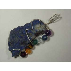 Sterling Silver Wire Wrapped AAA Lapis Lazuli with Gemstone Chakra 