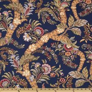  54 Wide Jay Yang Peshawar Sateen Floral Marine Fabric By 