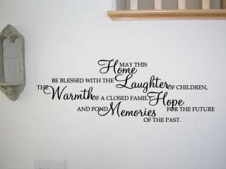 MAY THIS HOME BE BLESSED WITH LAUGHTER * Wall Quotes Art Sticker 