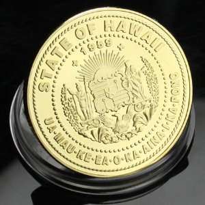  Seal of Hawaii Gold plated Commemorative Coin 657 