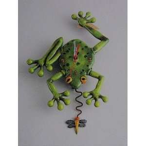  Allen designs clock frog fly hand painted resin art wall clock 