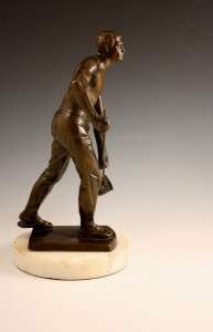1918 GERMAN BRONZE BARE CHESTED MAN STEEL FOUNDRY WORKER BY JANENSCH 