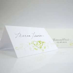  Hearts Filigree Place Card With Fold   Grass Green Health 