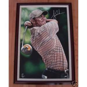  TIGER WOODS Signed Artist Painting 24 x 36 UDA LE 1/99   New 