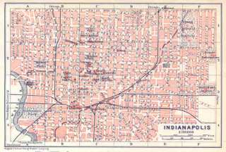 USA Indiana. INDIANAPOLIS. Old Vintage City Map. 1909  