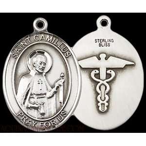    St. Camillus of Lellis Nurse Large Sterling Silver Medal: Jewelry