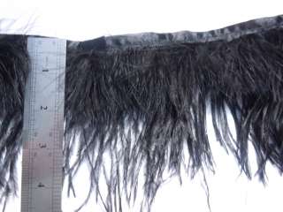 F800 PER 30cm  New Black Ostrich+Turkey feather fringe Trim 