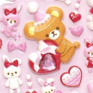    cute big puffy sponge stickers with rabbit bear heart Toys & Games