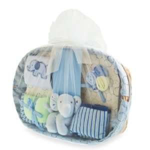   Basket with Washcloths, Burp Cloths, Big, Plush Toy, and Lined Basket