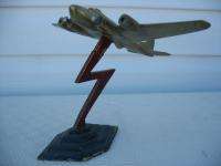 VINTAGE WW2 WWII SOLID BRASS AIRPLANE DESK SHELF TOP STAND ART DECO 
