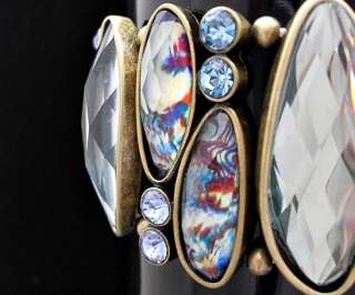 Vintage Mysterious Sky Blue Glam Austrian Crystal Stretchy Bracelet 