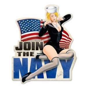  Join The Navy Vintage Metal Sign USN Pin Up: Home 