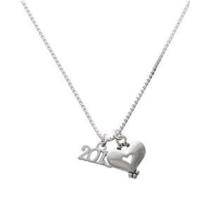  Silver 2013 Year and Silver Heart Charm Necklace 
