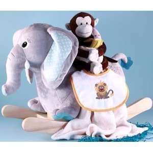  Baby Boy Jungle Elephant Rocker Gift Set: Baby