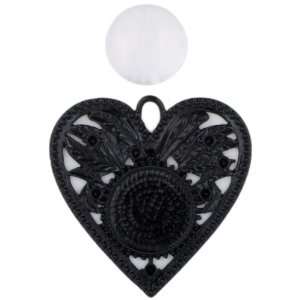  Moon Design Studio Metal Pendants, 2/Pkg, Heart with Bubble, Black 