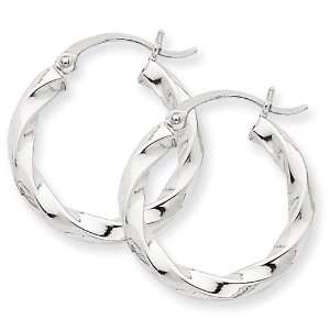   14k White Gold 3mm Twisted Hoop Earrings: West Coast Jewelry: Jewelry