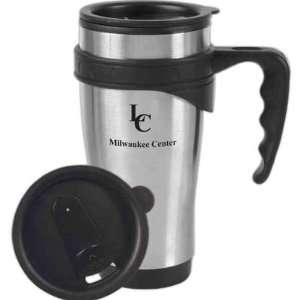 Power Grip   Stainless travel mug with BPA free plastic interior and 