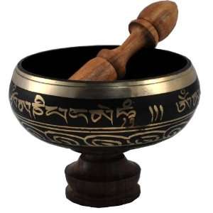 Singing Bowl  Black 5.5 Inch Om Mani Bowl  Handmade in Nepal  Copper 