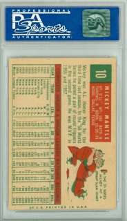1959 Topps 10 Mickey Mantle Yankees PSA 7 SUPER CLEAN CARD!  
