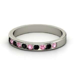   Band, Sterling Silver Ring with Pink Tourmaline & Black Onyx: Jewelry
