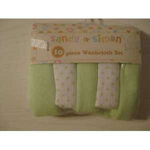   Girl Boy Green White Polka Dot Washcloth (10 Pack): Home & Kitchen
