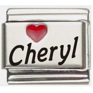  Cheryl Red Heart Laser Name Italian Charm Link Jewelry
