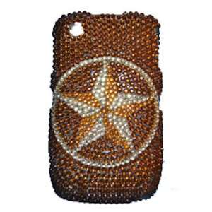  Blackberry 8520 Brown Crystal Texas Star Cell Phone Cover 